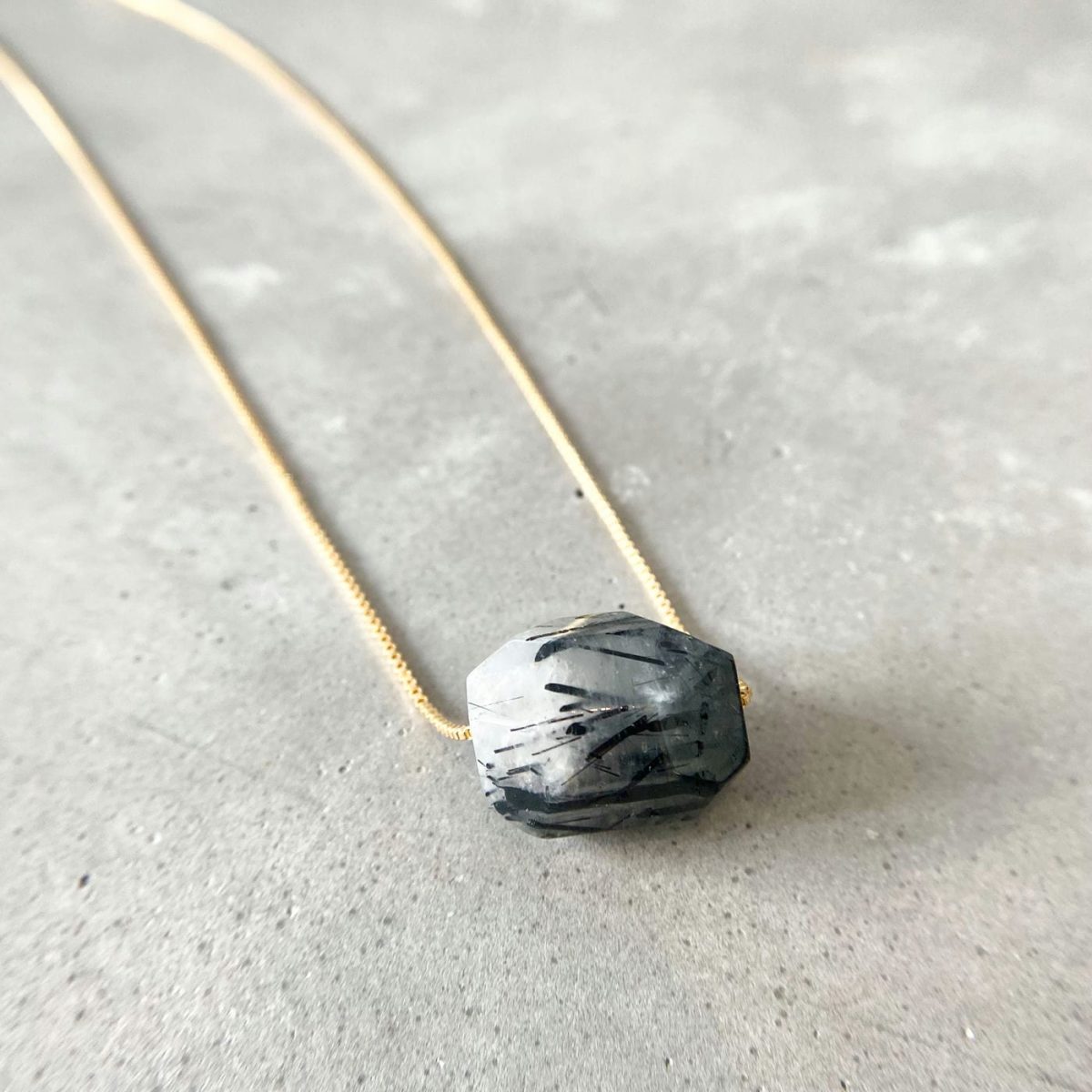 clear quartz black tourmaline necklace