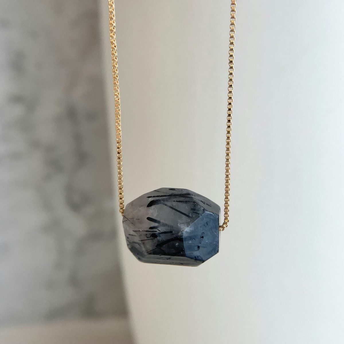 clear quartz black tourmaline necklace
