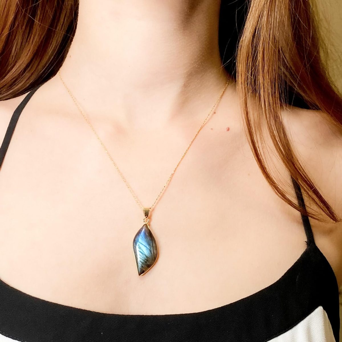 labradorite necklace gold