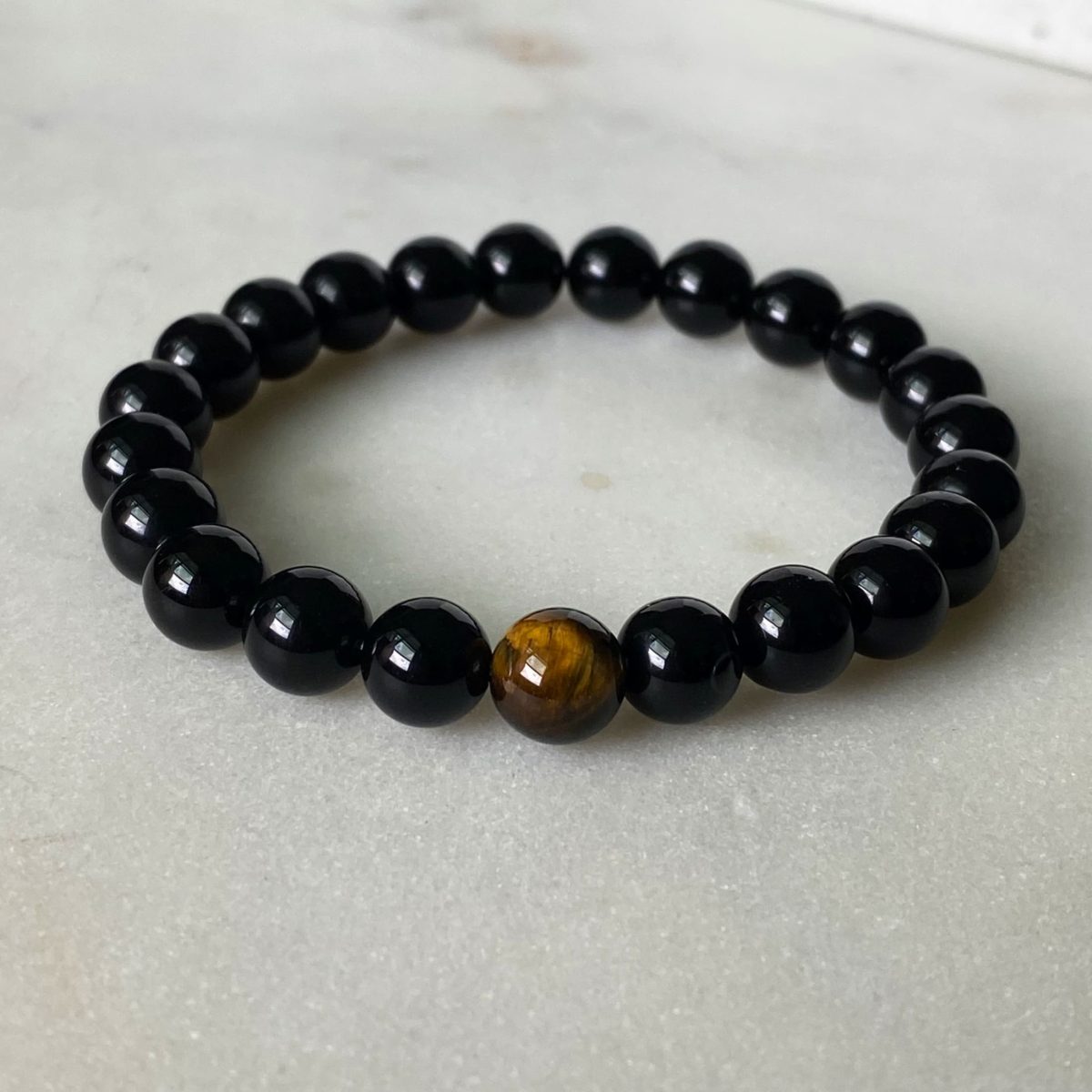 black onyx and tiger eye bracelet gemstone bracelet
