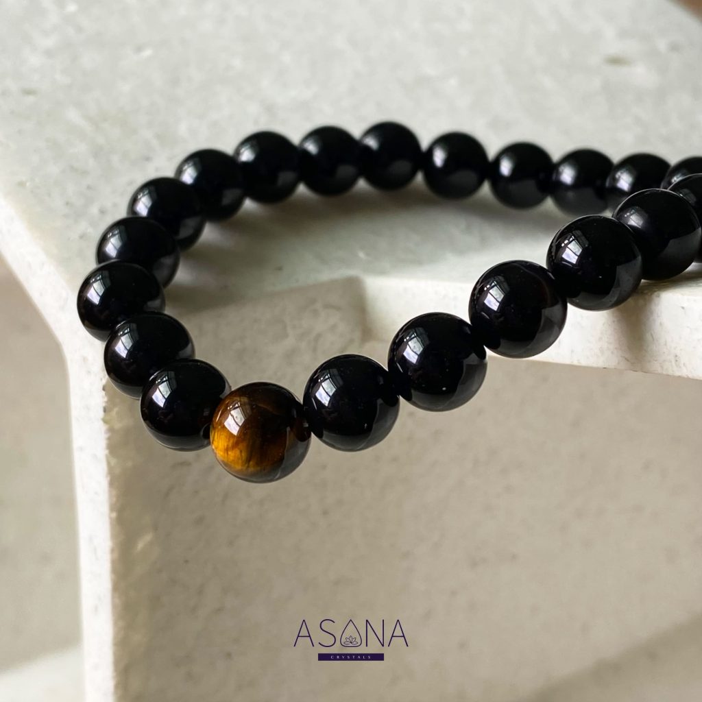 black onyx and tiger eye bracelet gemstone bracelet