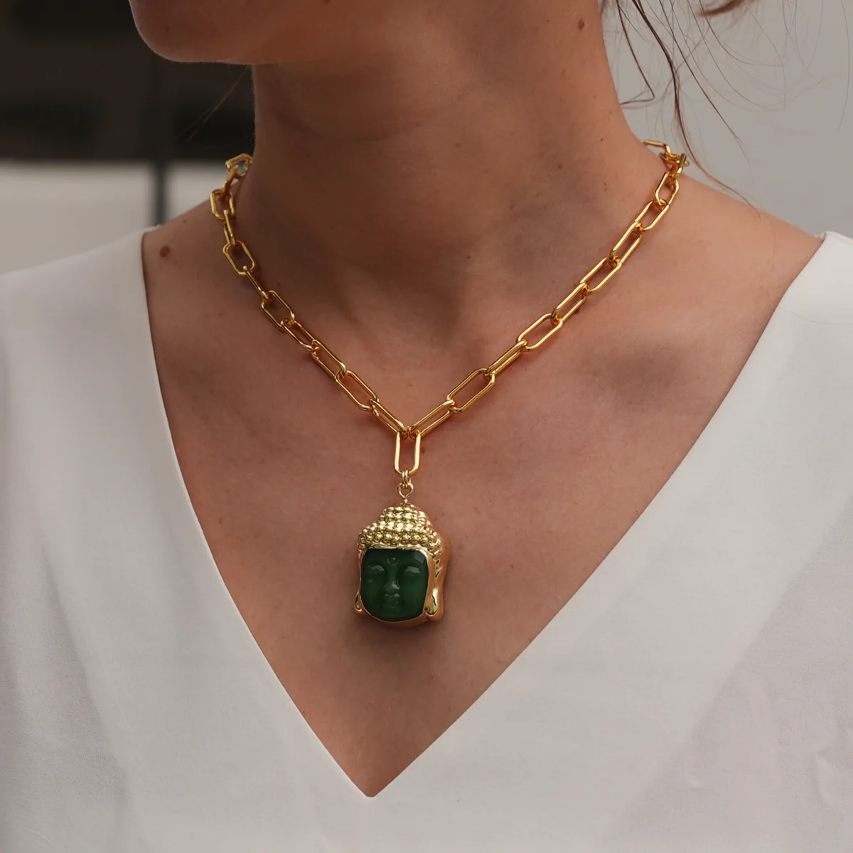 Green Buddha Necklace Jade Buddha