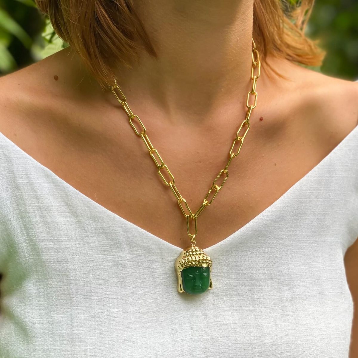 green jade buddha pendant