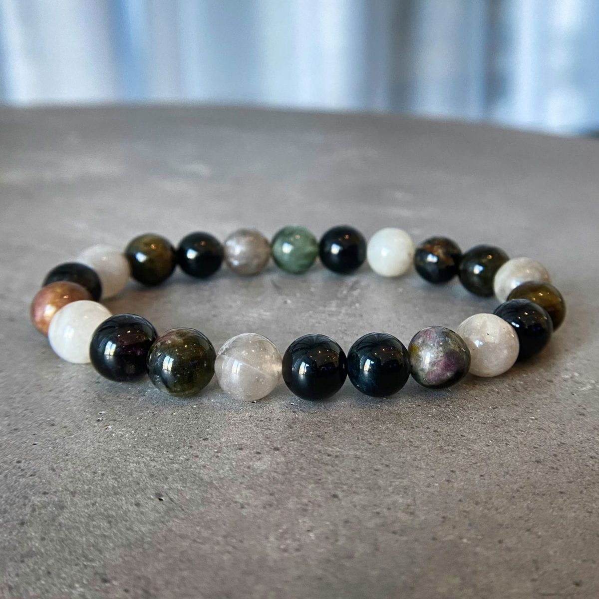 tourmaline beaded bracelet natural stone bracelet