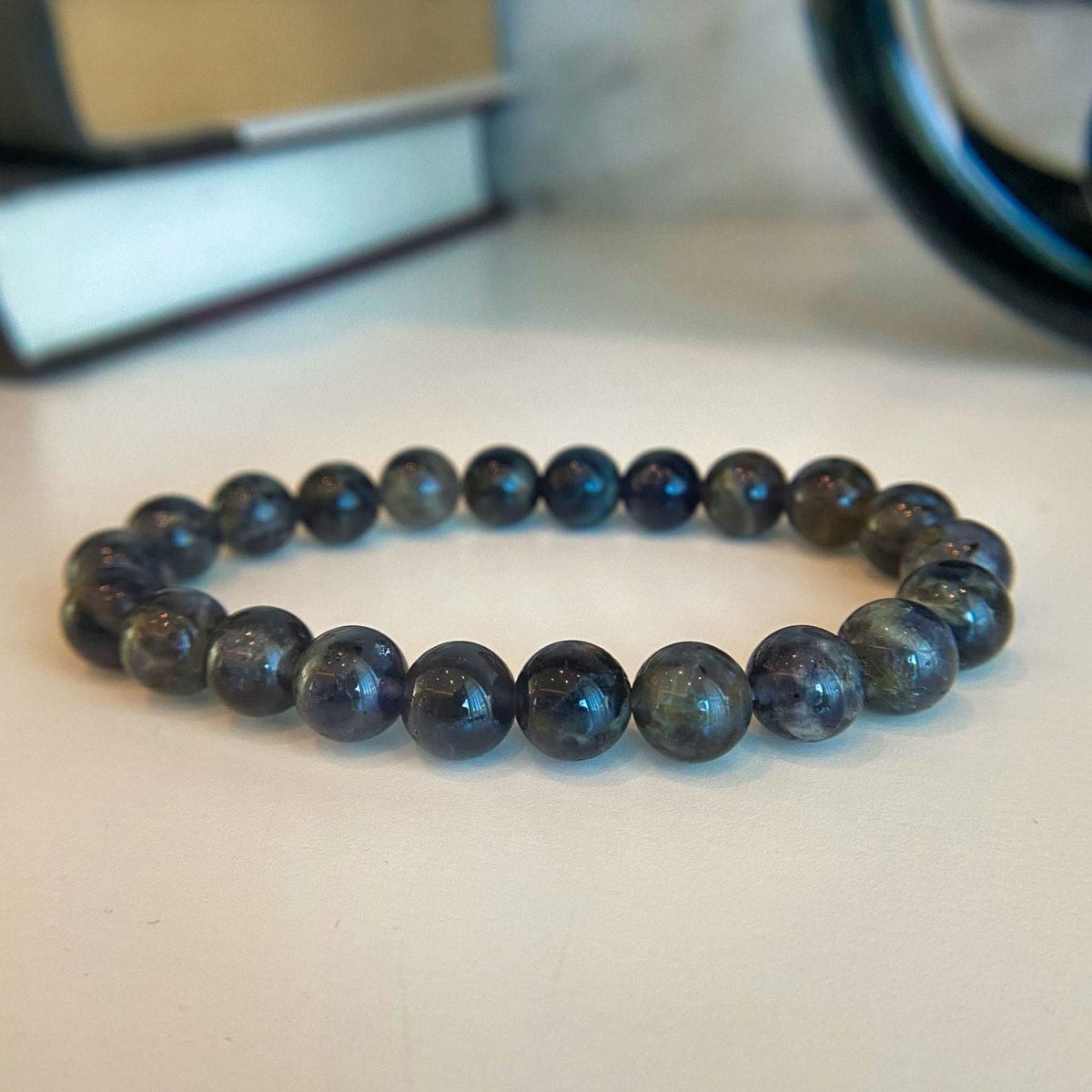 natural iolite bracelet gemstone iolite beaded bracelet by asana crystals and meaningful jewelry