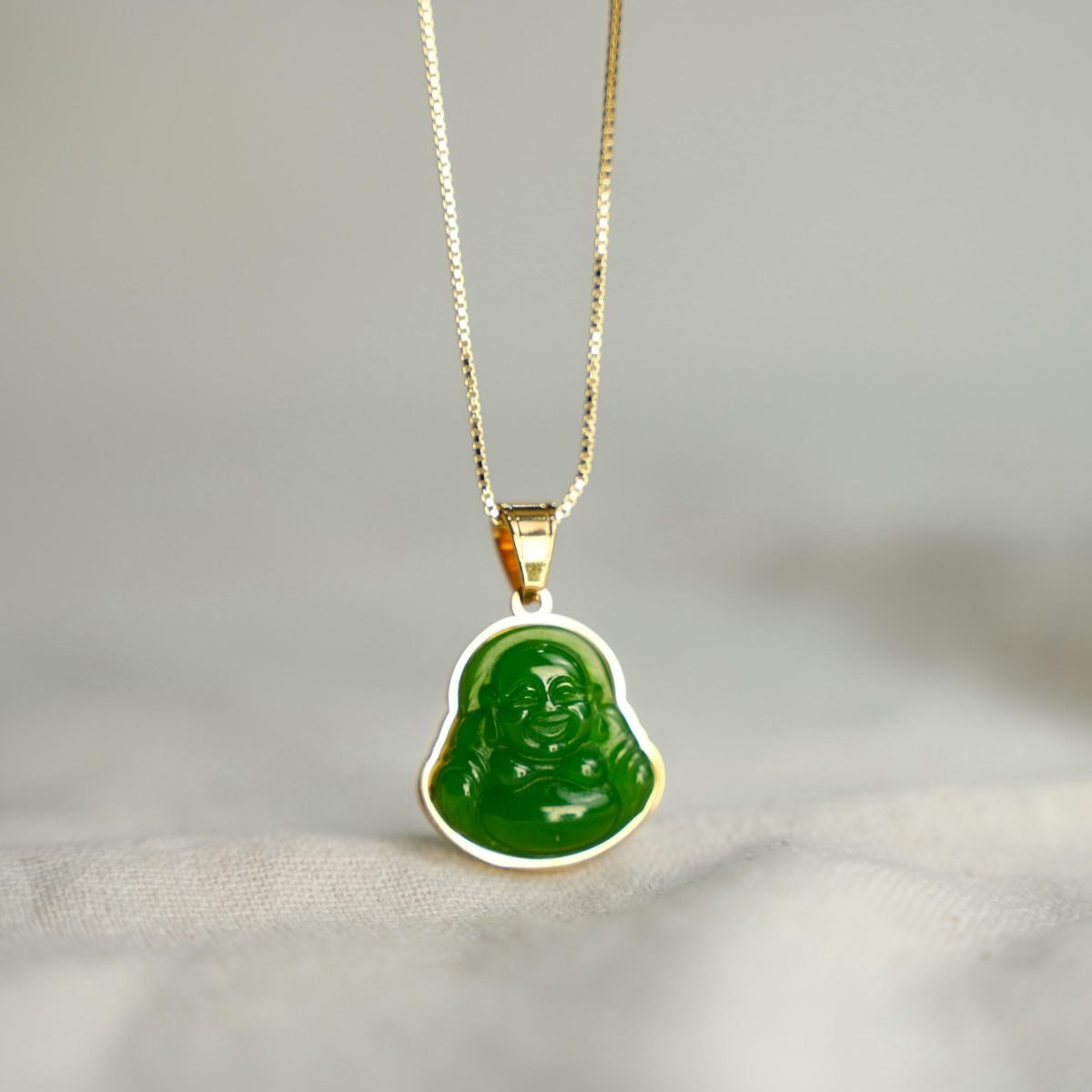 Jade Buddha Necklace Laughing Buddha