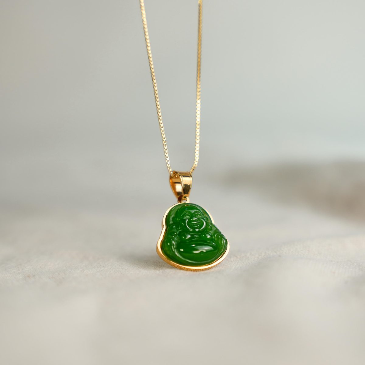 Jade Buddha Necklace Laughing Buddha