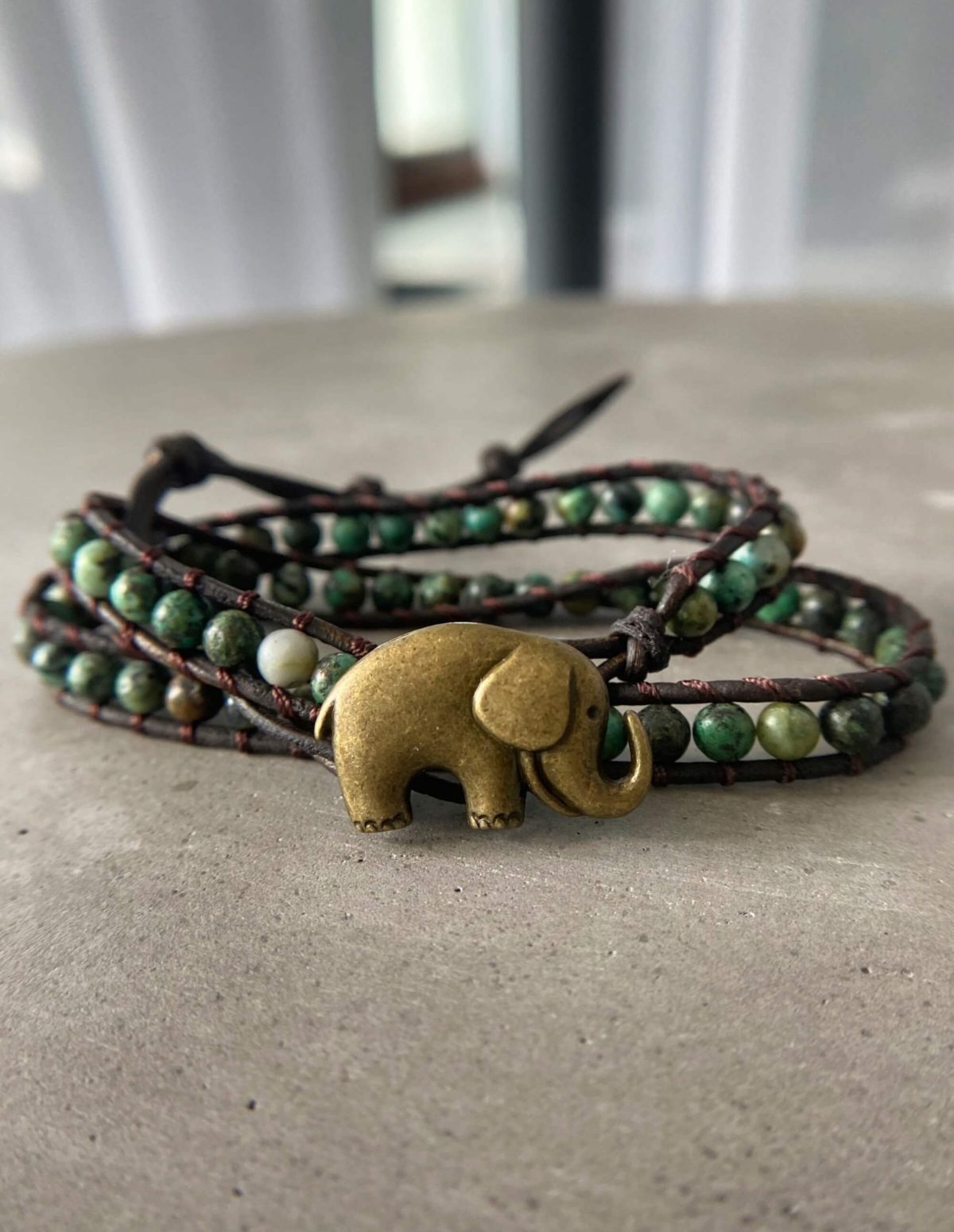 elephant charm bracelet with turquoise stone beads
