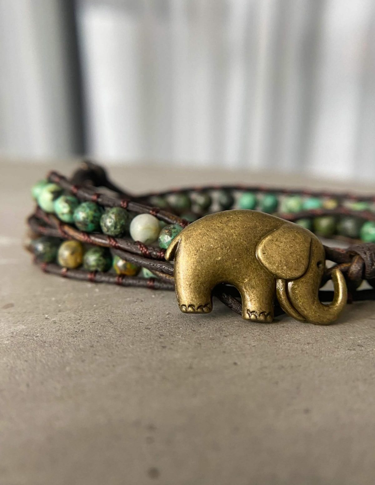 elephant charm bracelet with turquoise stone beads
