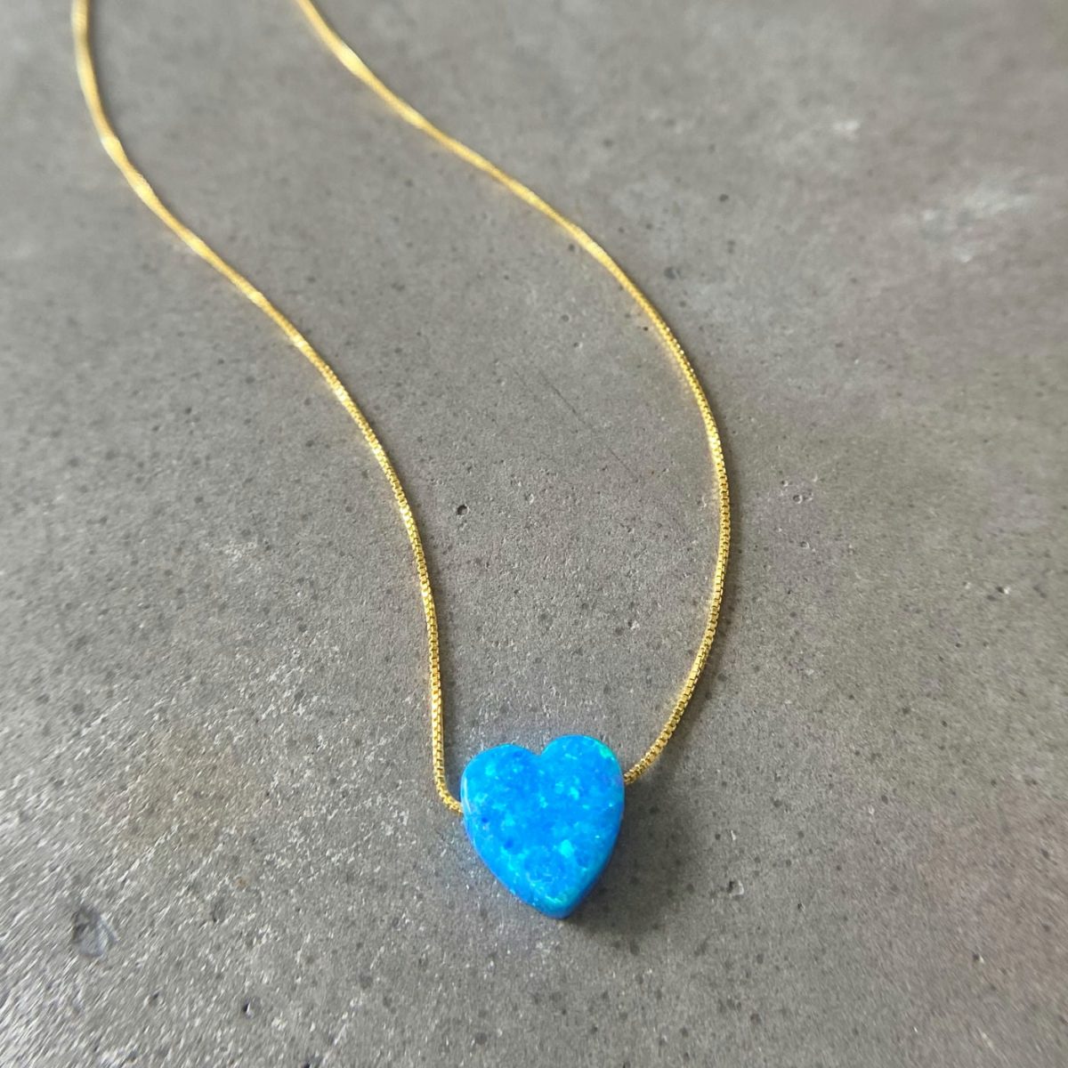 blue opal necklace heart shaped crystal