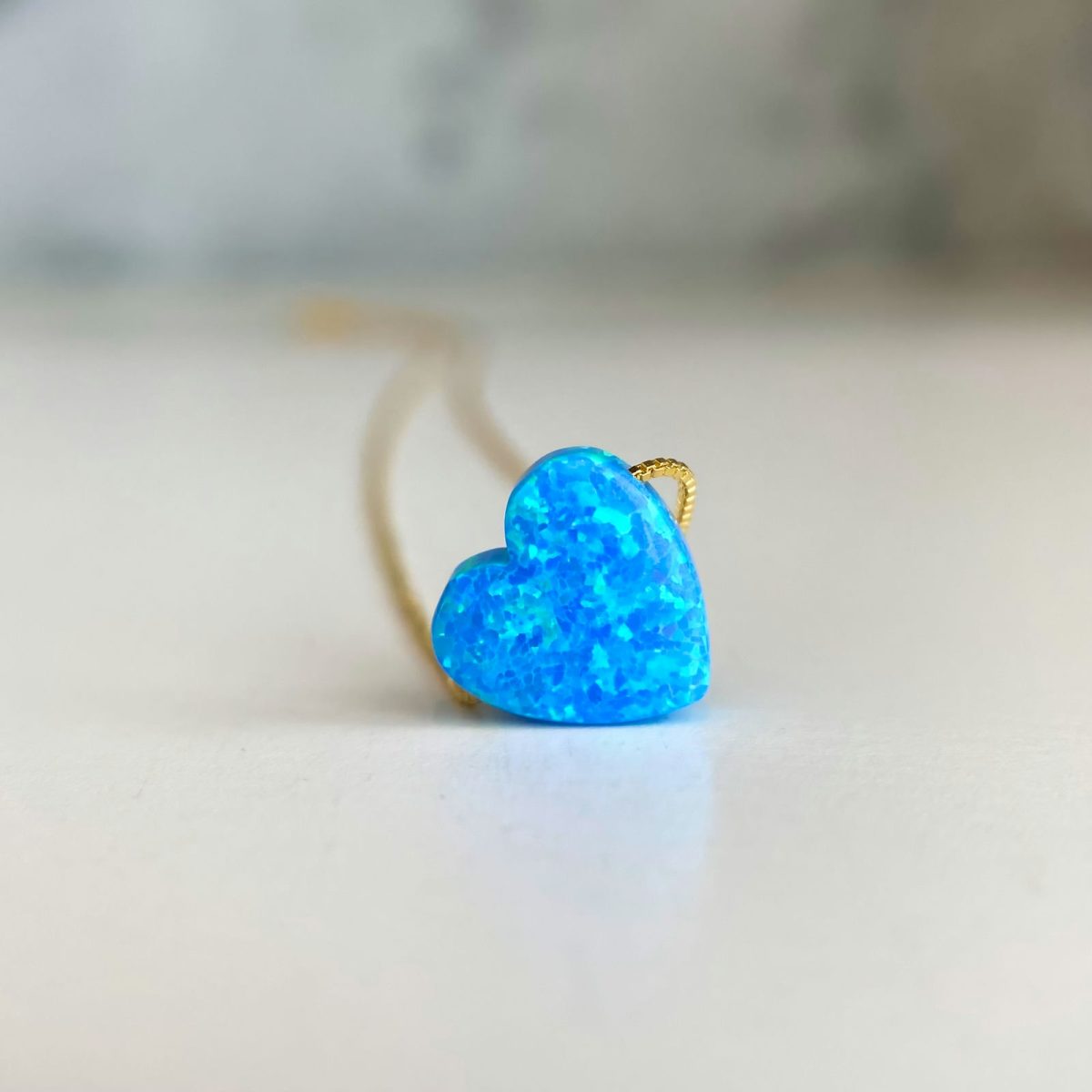 blue opal necklace heart shaped crystal
