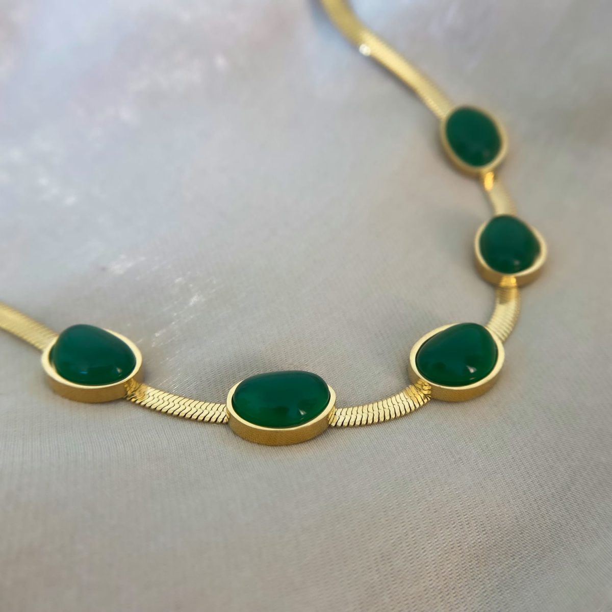 green agate set agate necklace agate bracelet 18k gold plated luxury gemstone jewelry by Asana Crystals