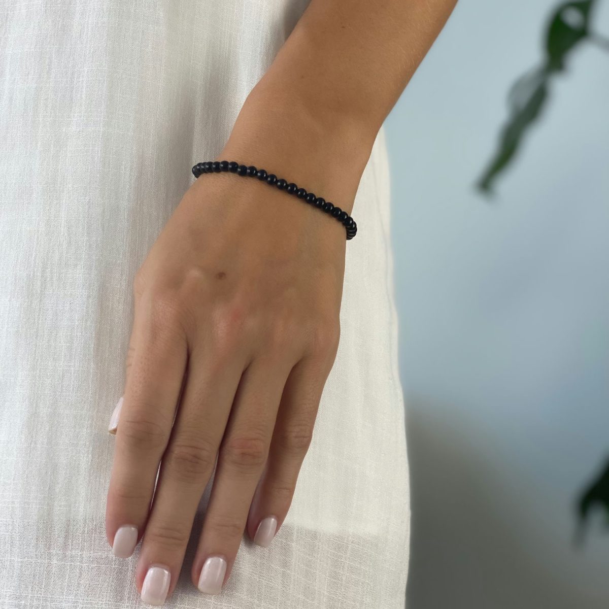 small black onyx bracelet 4mm natural beaded bracelet for men women onyx jewelry by asana crystals