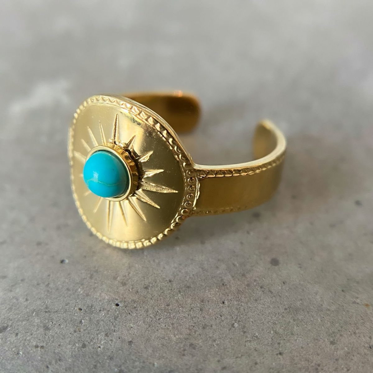 Blue Turquoise Ring Gold North Star Ring