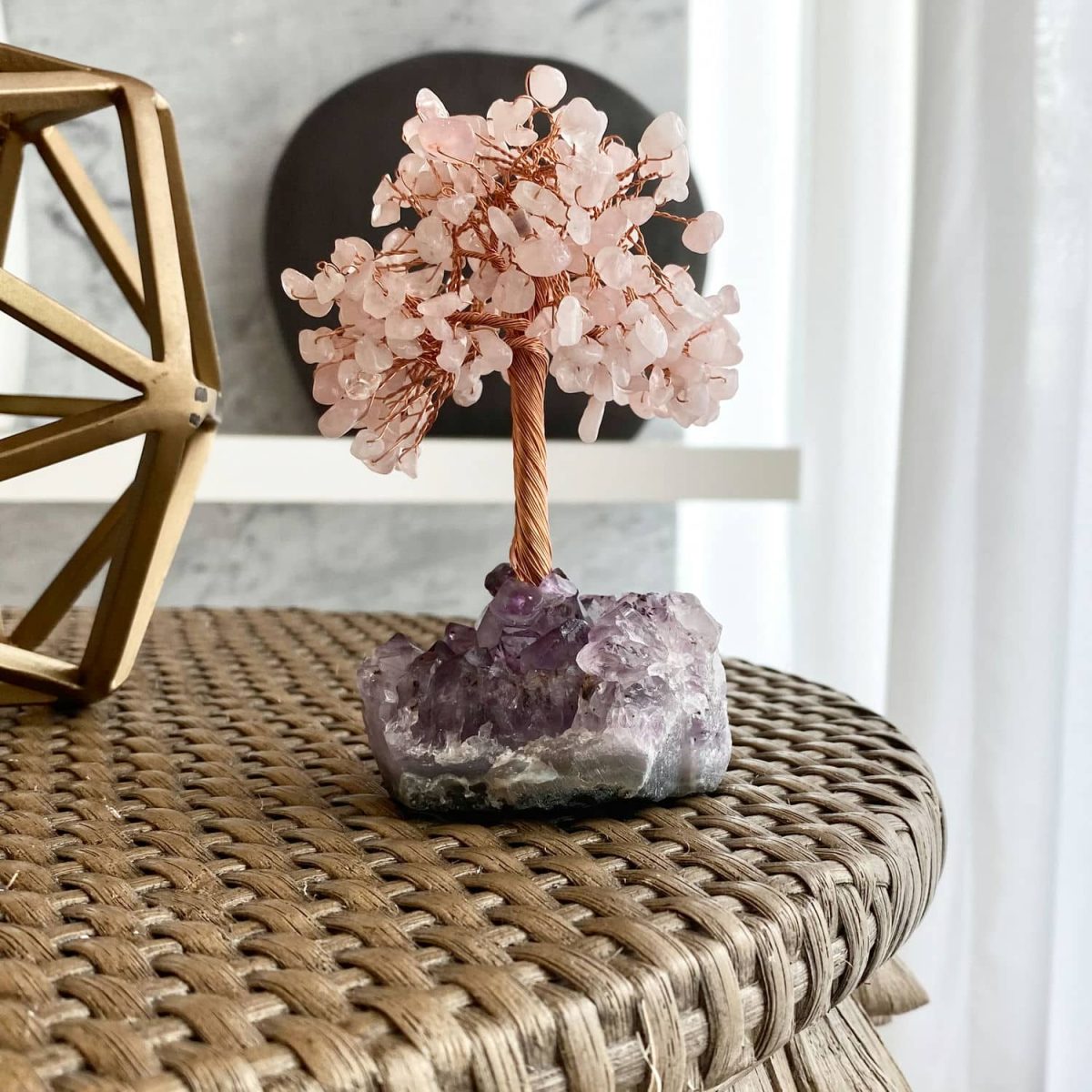crystal tree gemstone tree amethyst rose quartz tree of life