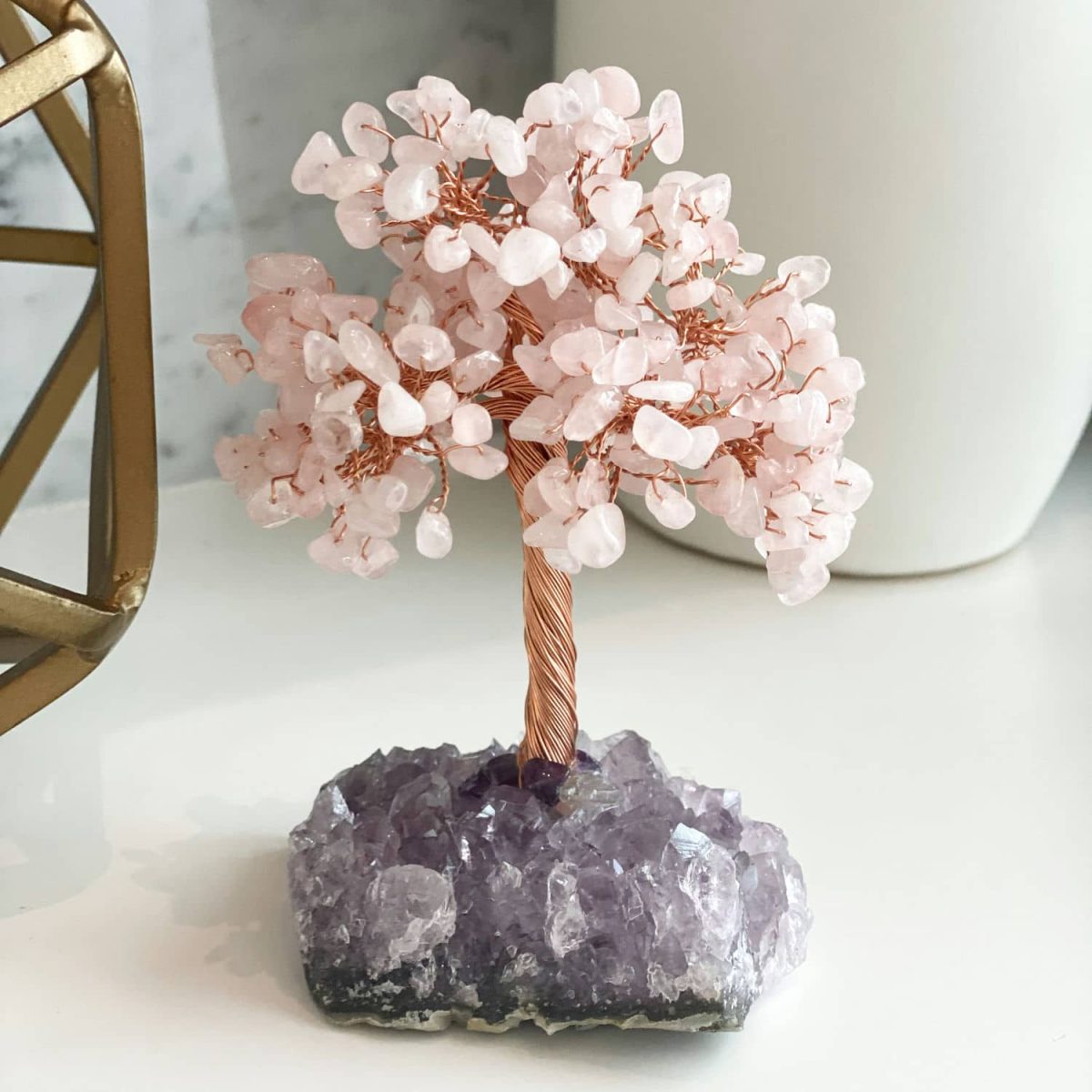 crystal tree gemstone tree amethyst rose quartz tree of life