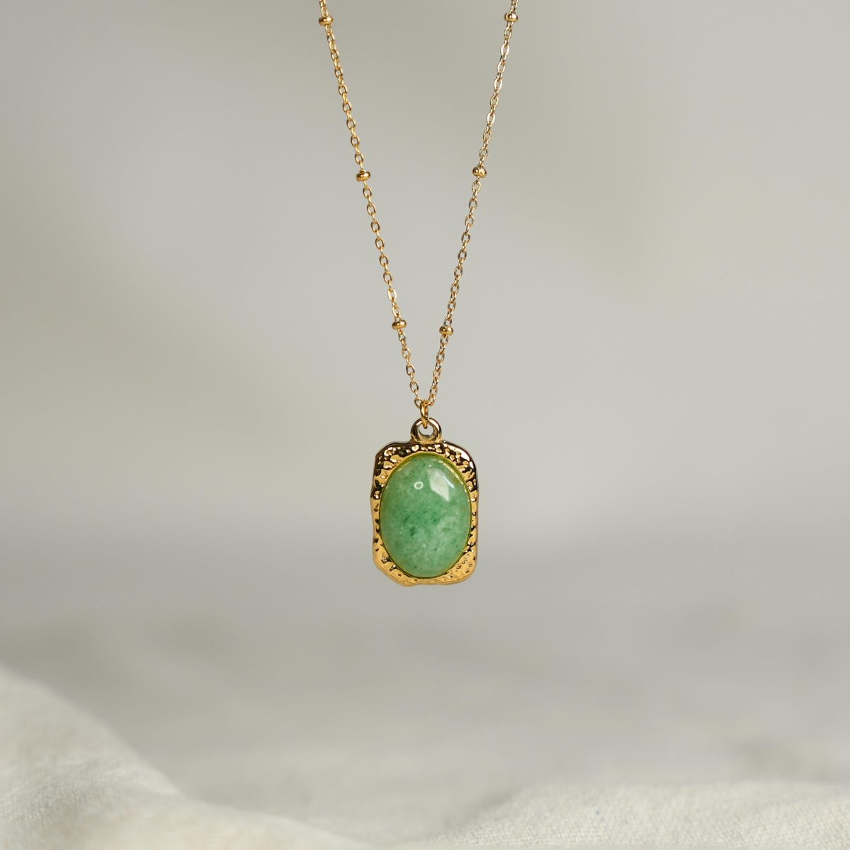 Green Aventurine Necklace Gold 18k