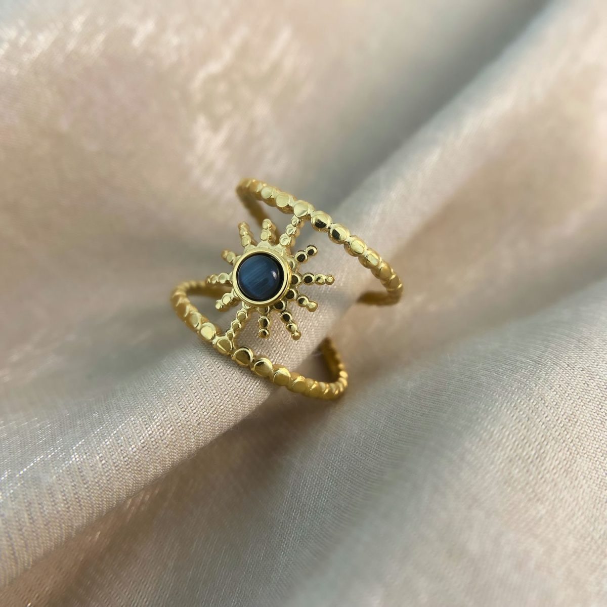 black cats eye ring gold 18k gemstone ring by asana real crystal rings