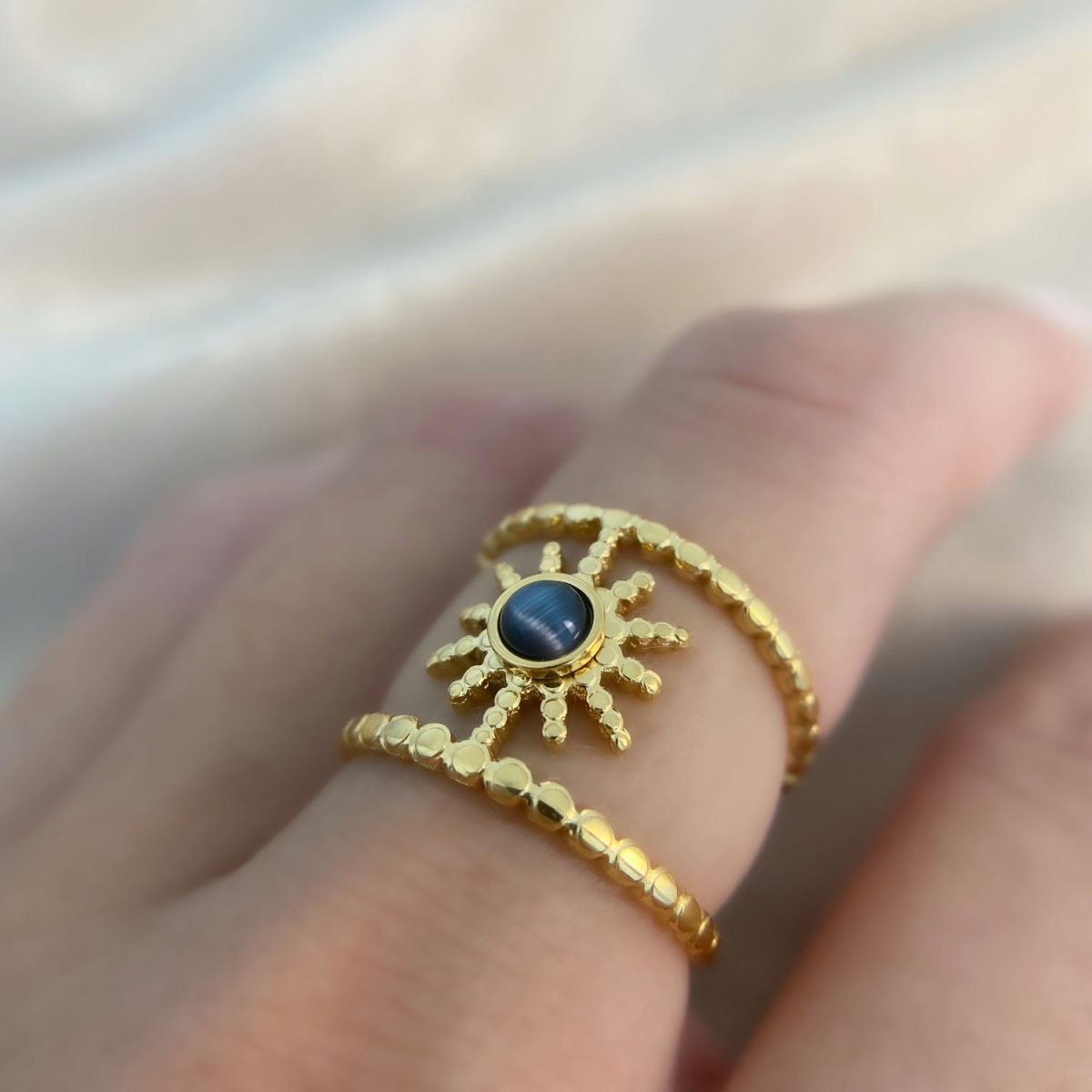 black cats eye ring gold 18k gemstone ring by asana real crystal rings