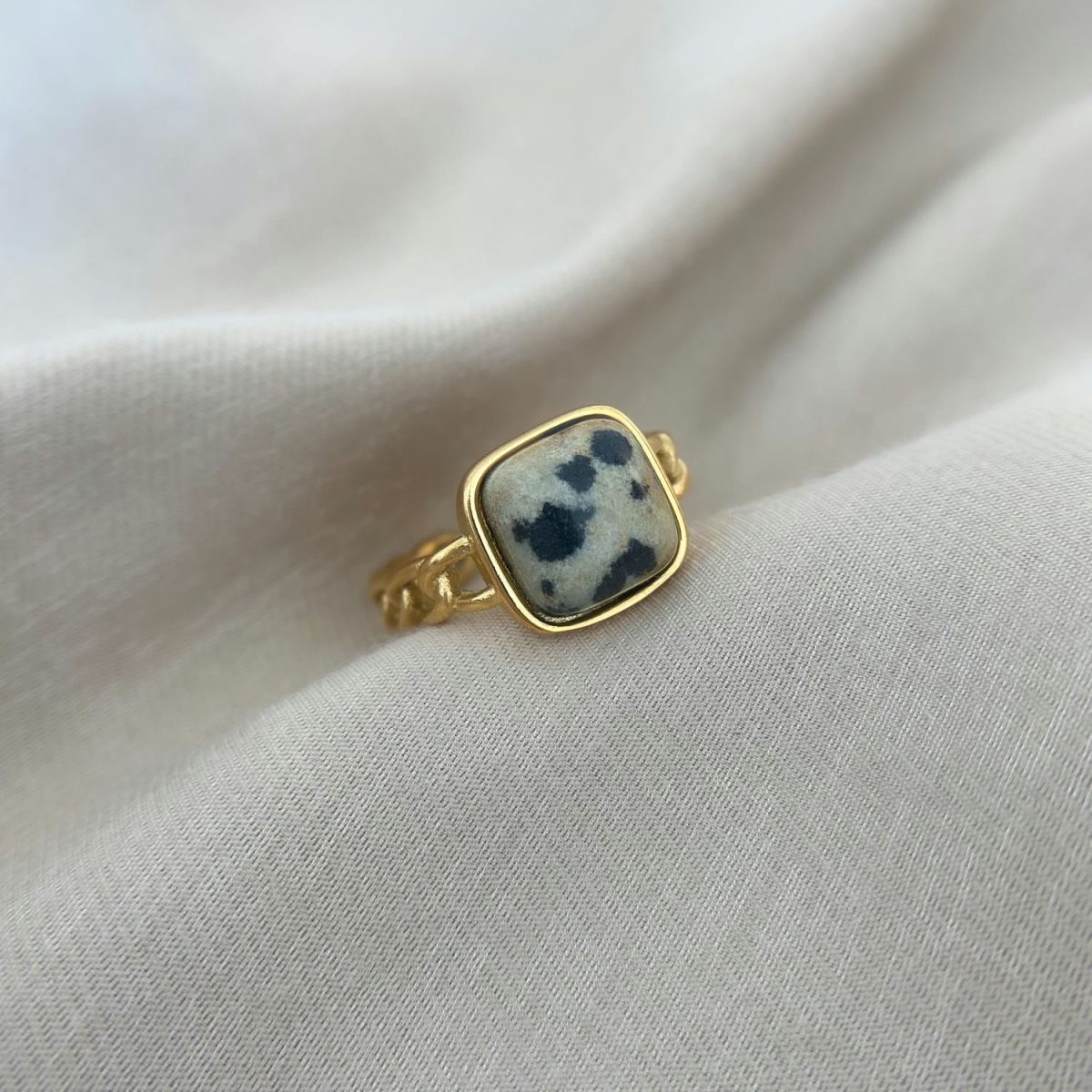 dalmatian jasper ring gold for women dalmatian crystal ring byasana crystals