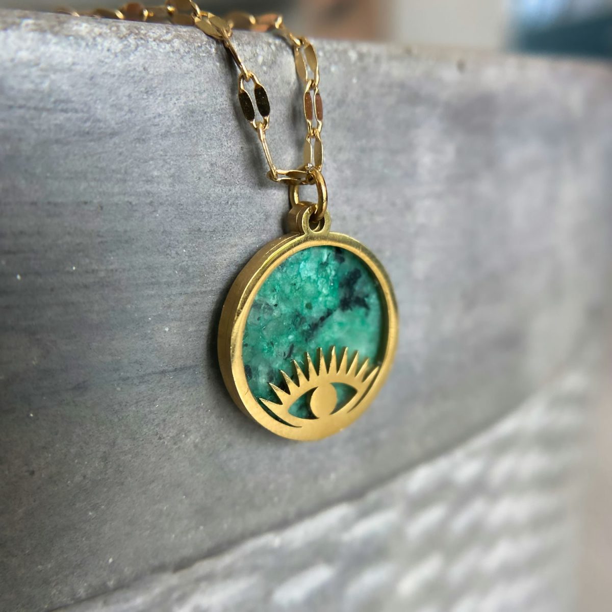 turquoise evil eye necklace crystal amulet pendant necklace