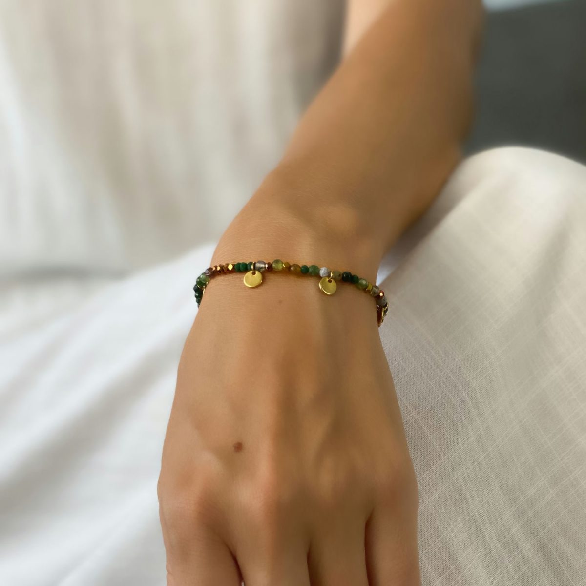 green beaded bracelet green agate bracelet
