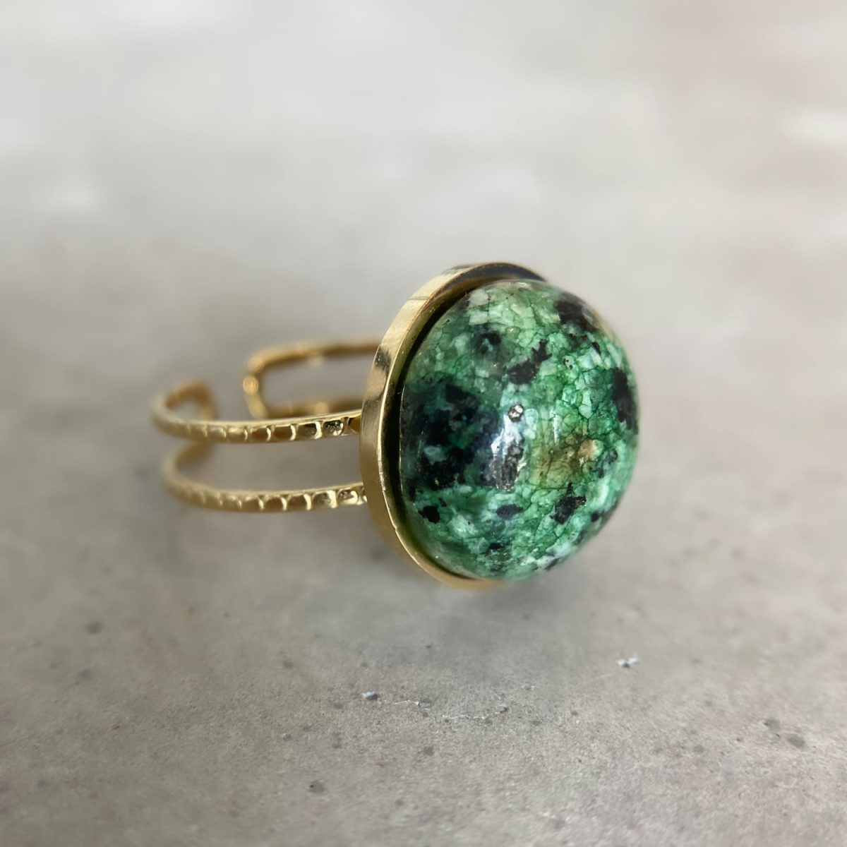 green stone ring green gemstone ring turquoise ring asana crystals gold