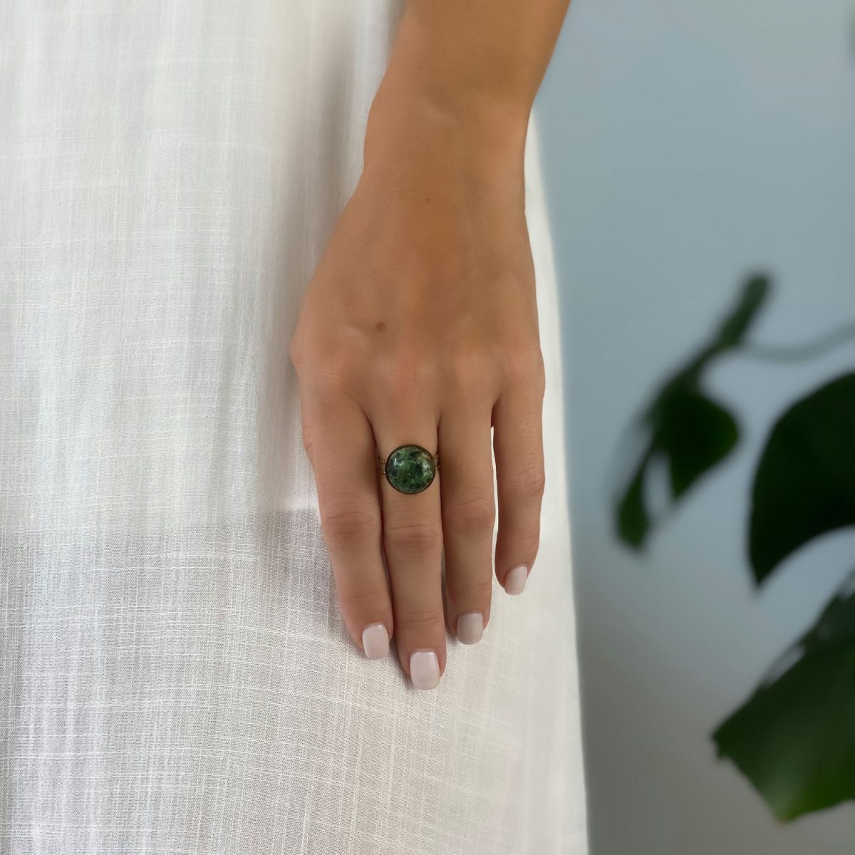 green stone ring green gemstone ring turquoise ring asana crystals gold