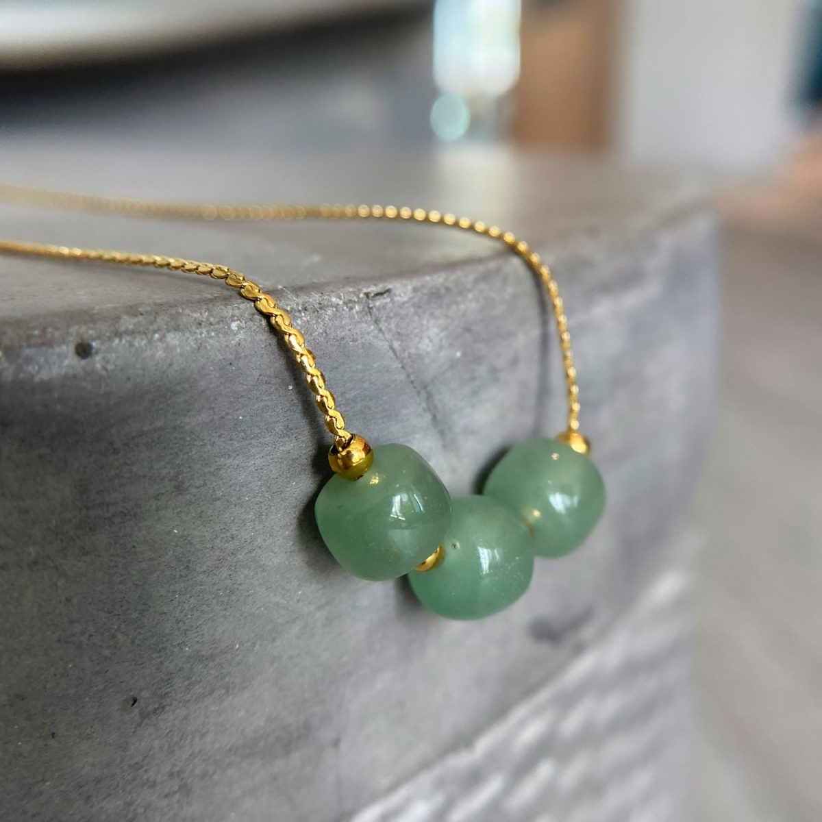 green aventurine necklace pendant dainty 18k gold