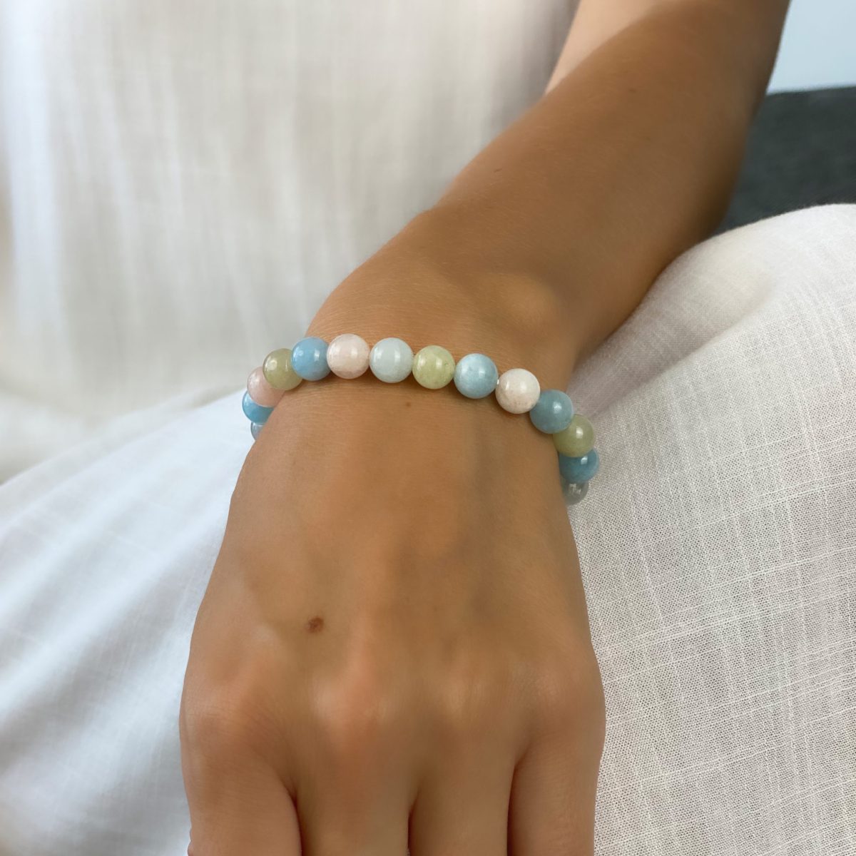 pink morganite bracelet genuine morganite crystal bracelet beaded gemstone jewelry by asana