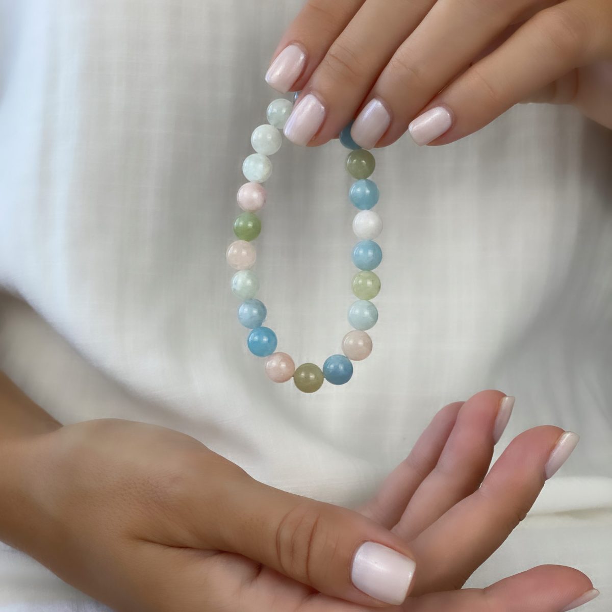 pink morganite bracelet genuine morganite crystal bracelet beaded gemstone jewelry by asana