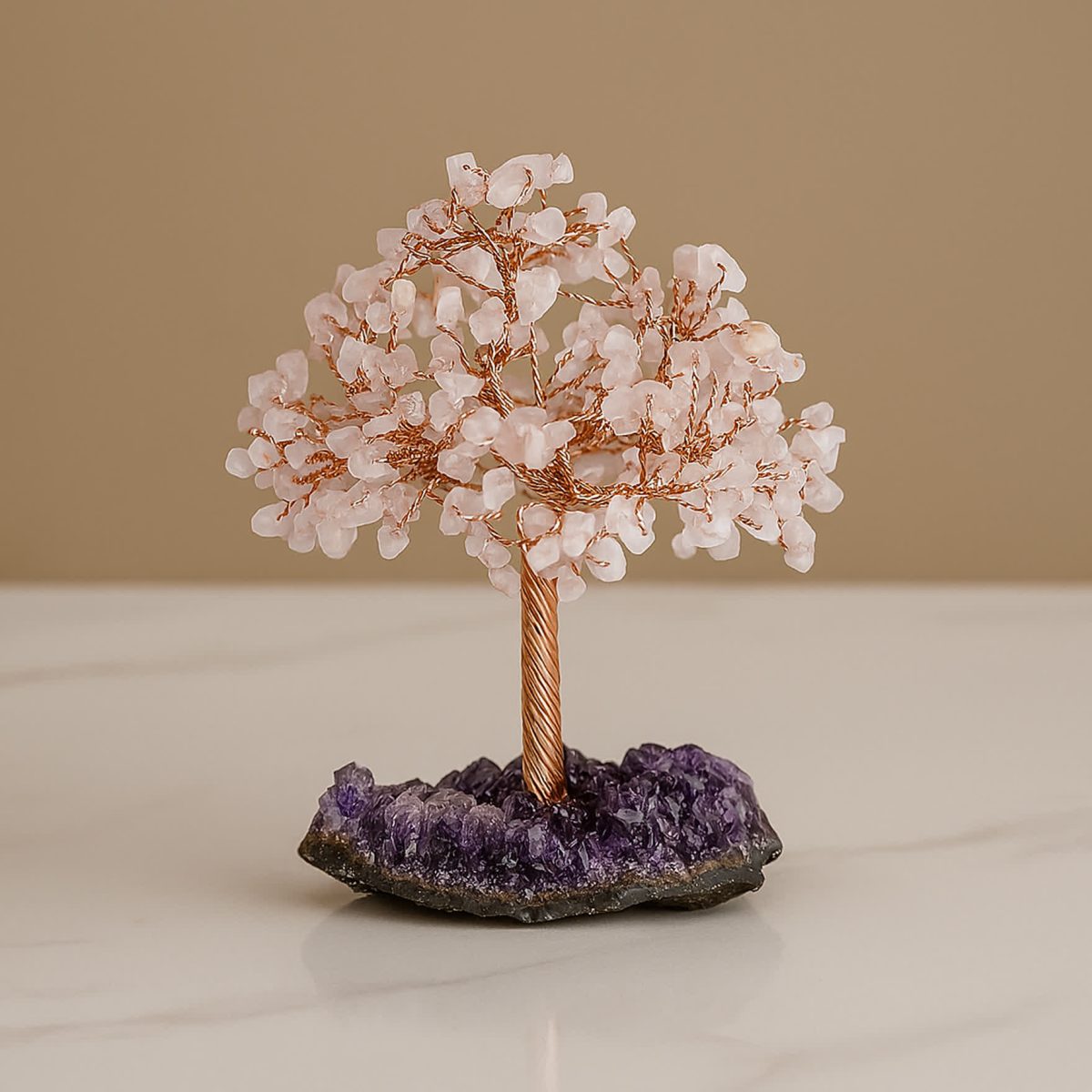 crystal tree gemstone tree amethyst rose quartz tree of life