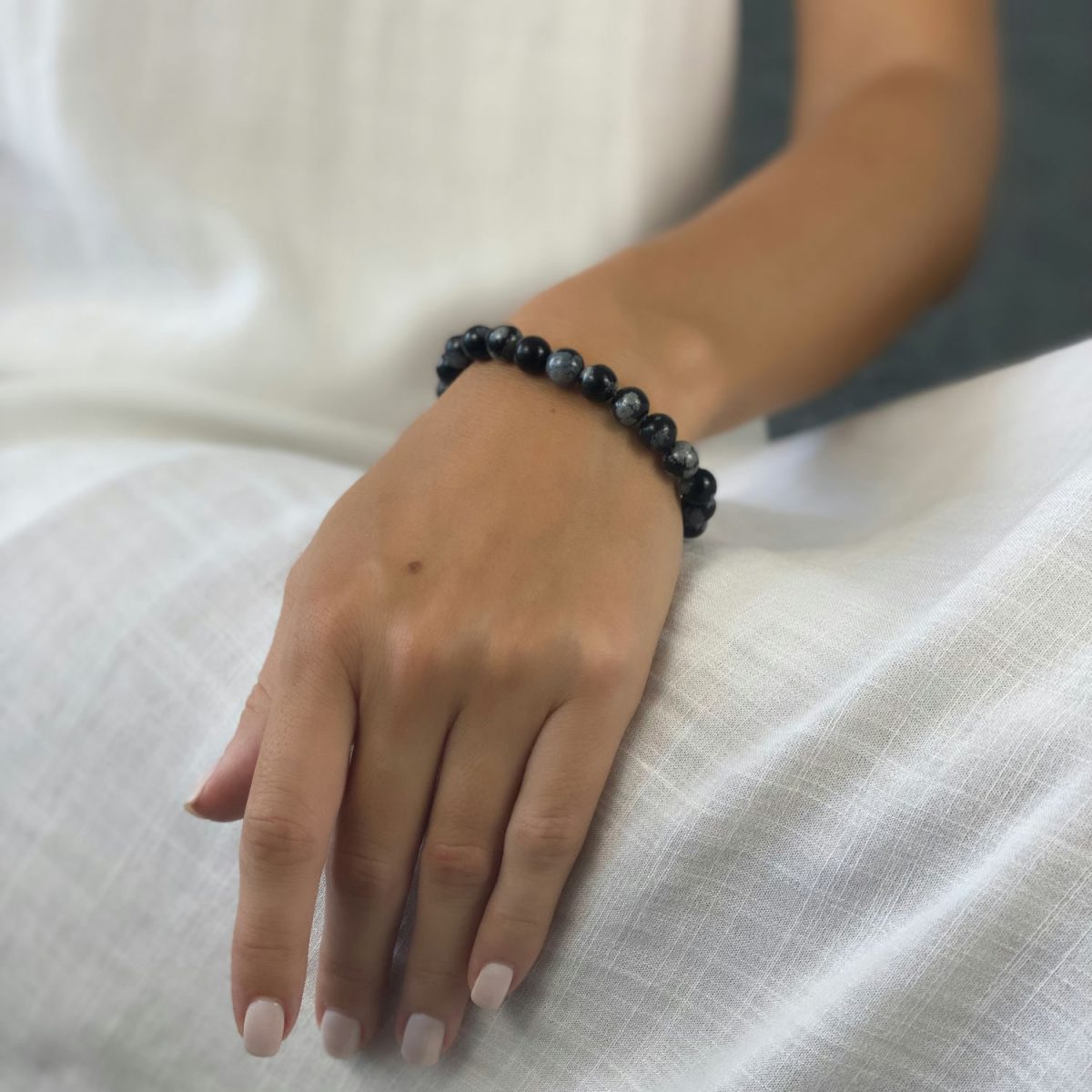 snowflake black obsidian bracelet