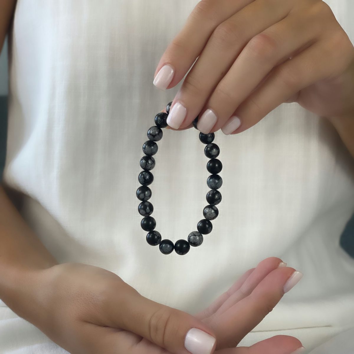 snowflake black obsidian bracelet