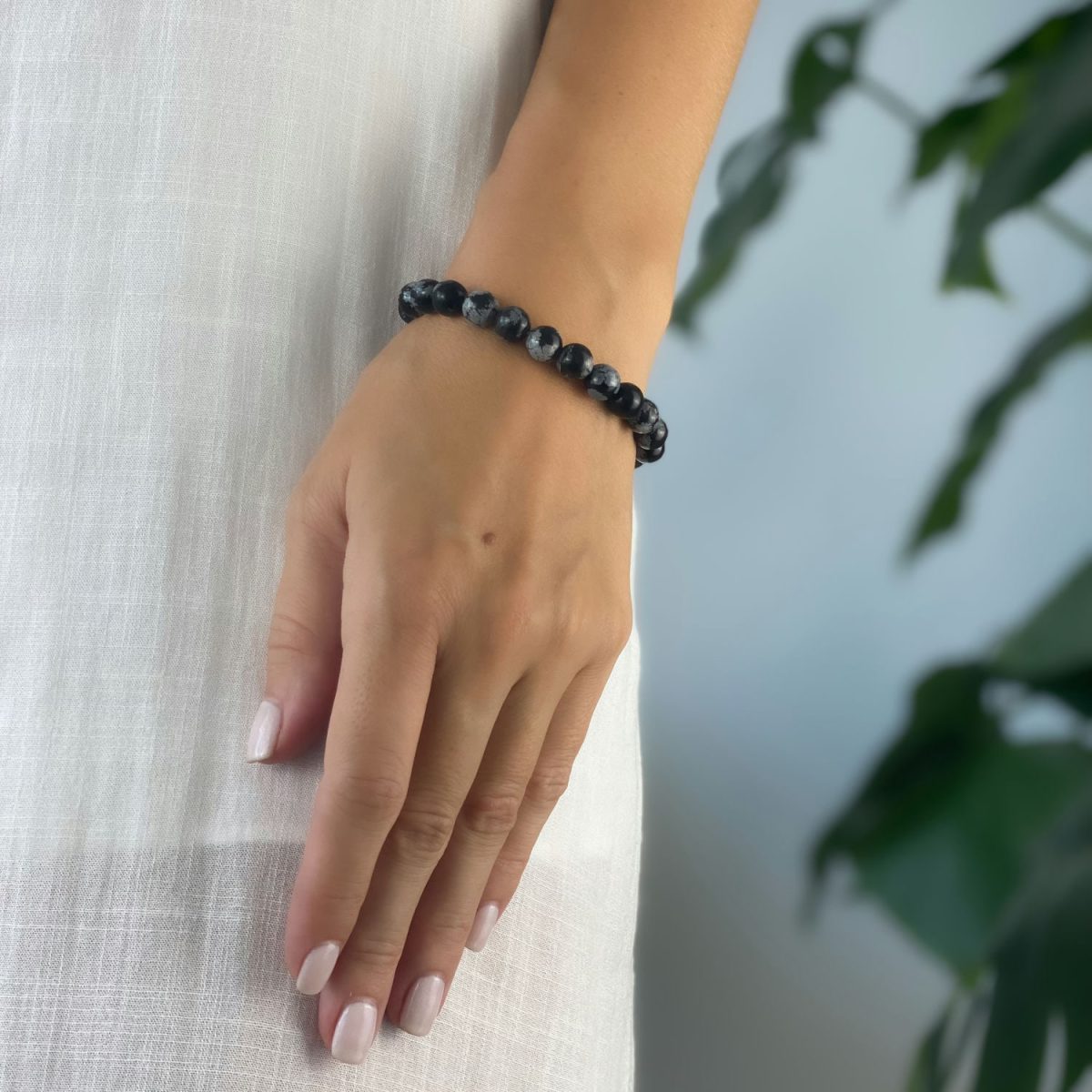 snowflake black obsidian bracelet