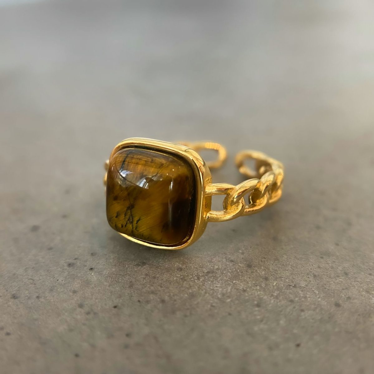 tigers eye ring gold 18k open ring tiger eye jewelry ring asana crystals