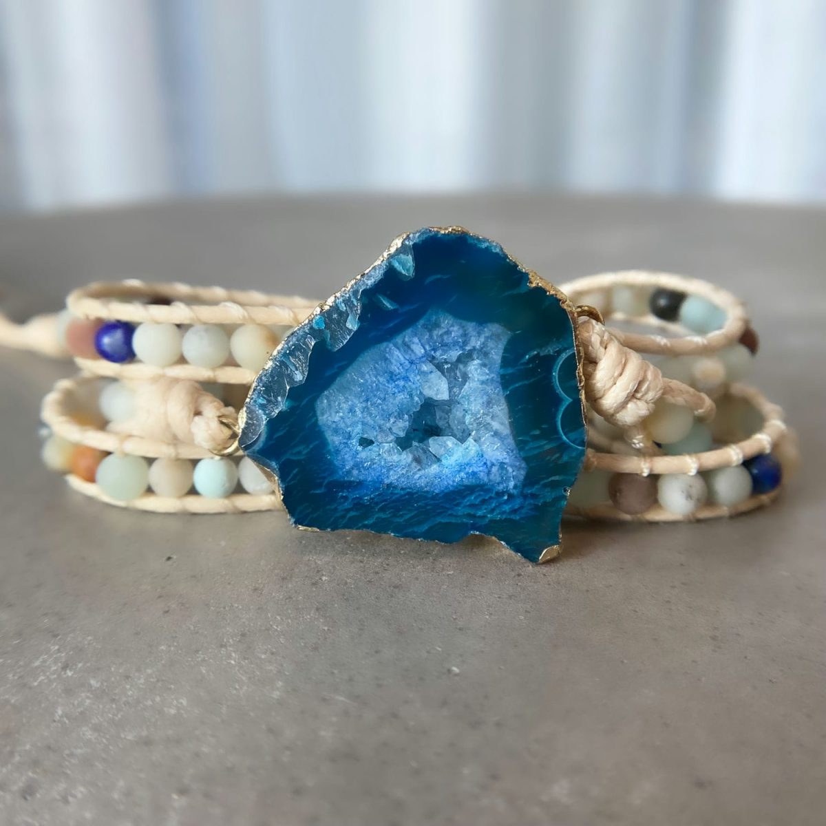 blue agate bracelet charm bracelet with multi stone beads