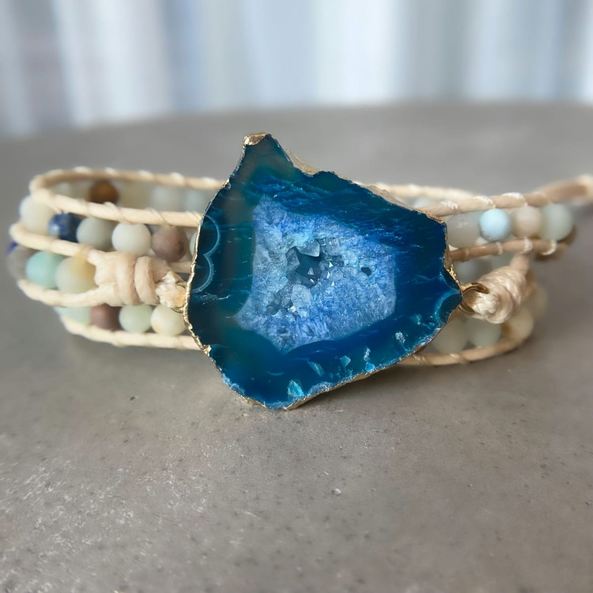 blue agate bracelet charm bracelet with multi stone beads