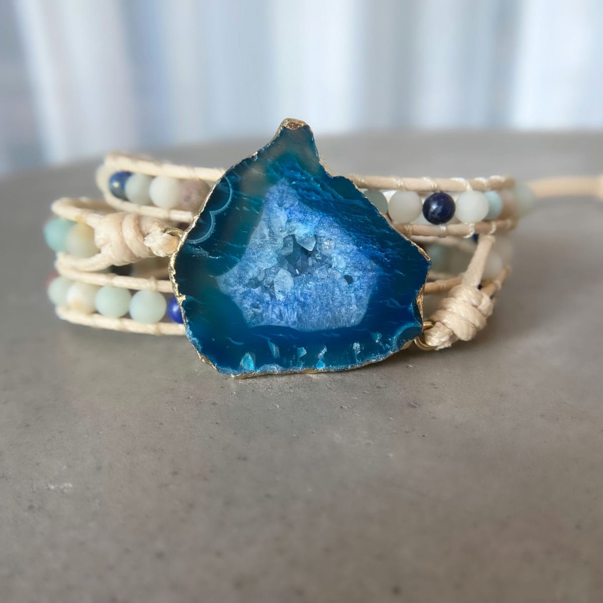 blue agate bracelet charm bracelet with multi stone beads