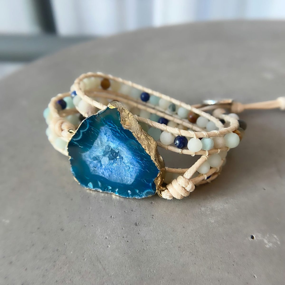 blue agate bracelet charm bracelet with multi stone beads