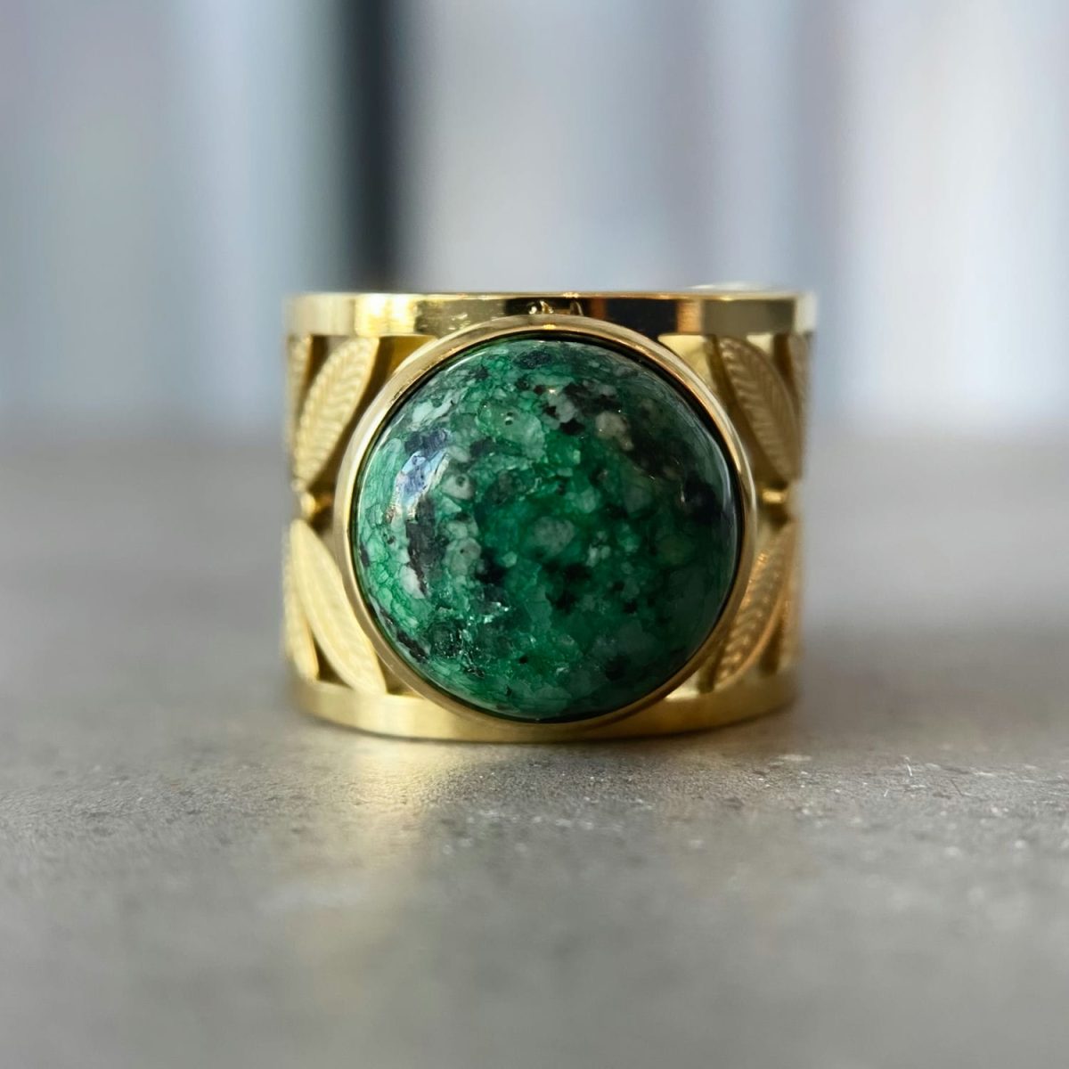 Genuine Green Turquoise Gemstone Ring 18k - Buy Authentic Gemstone Ring for women by ASANA - Natural Crystal Rings Jewelry