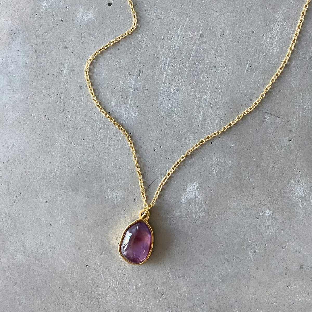 amethyst pendant necklace 18k gold crystal necklace