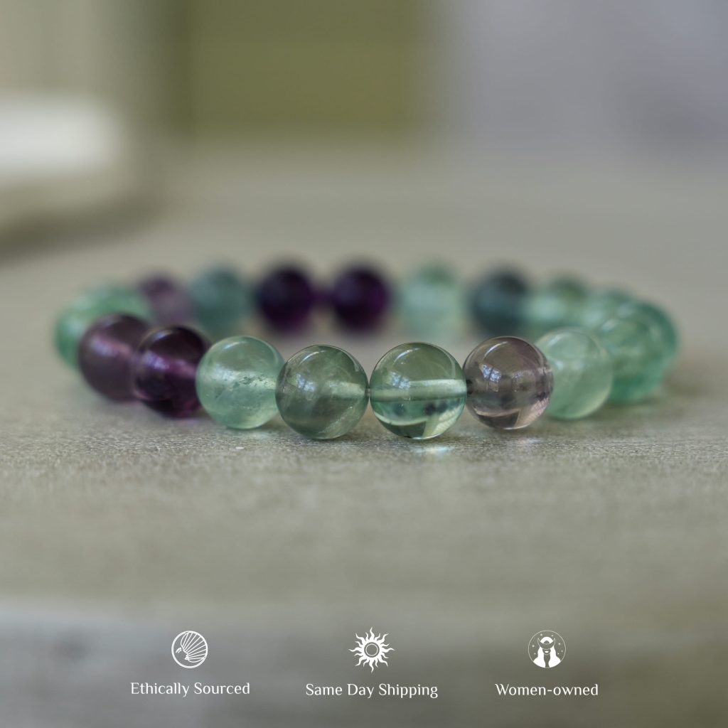Colorful Fluoride Bracelet Natural Crystal Beaded Bracelet Gemstone Bracelet