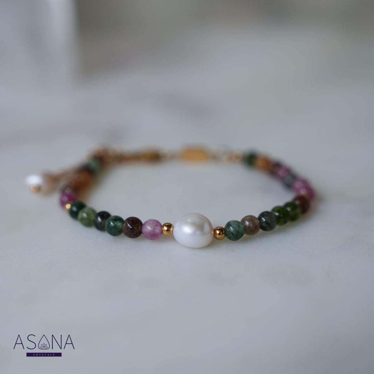 Colorful Tourmaline and Pearl Bracelet