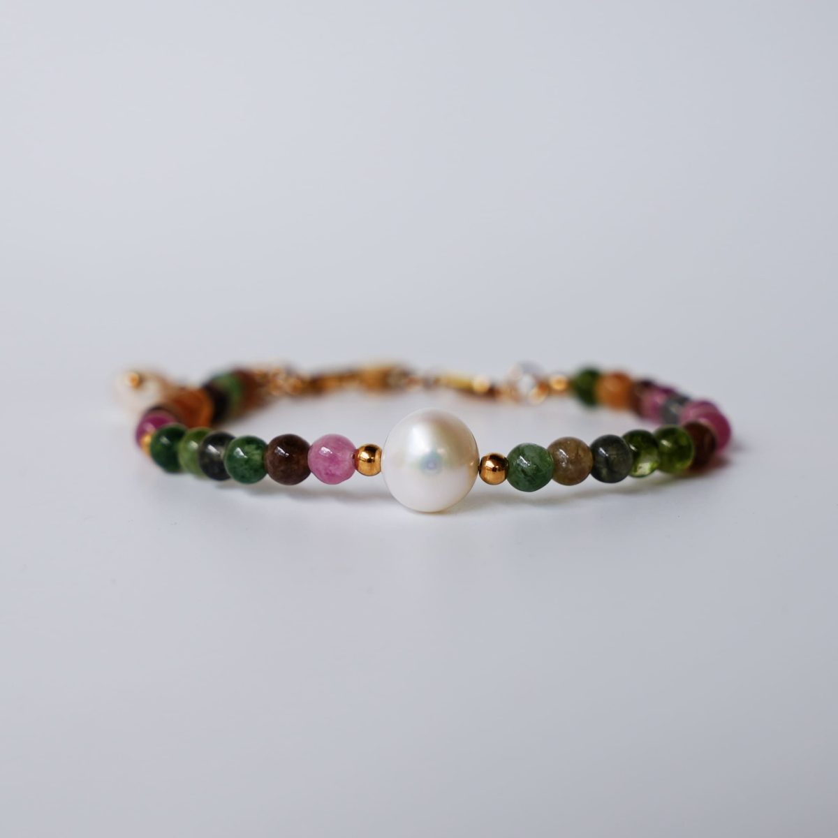 Colorful Tourmaline and Pearl Bracelet