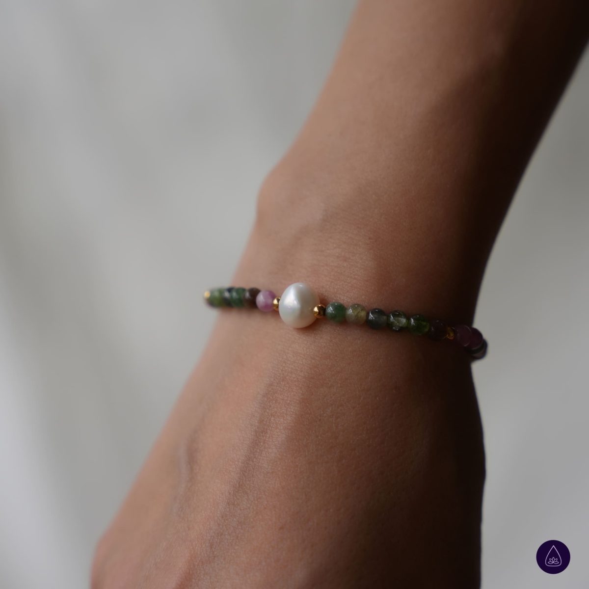 Colorful Tourmaline and Pearl Bracelet