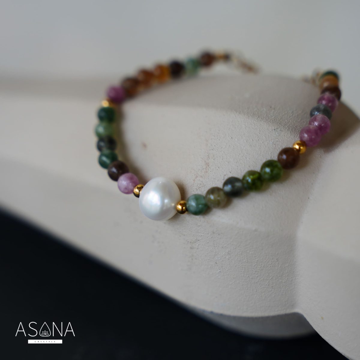 Colorful Tourmaline and Pearl Bracelet