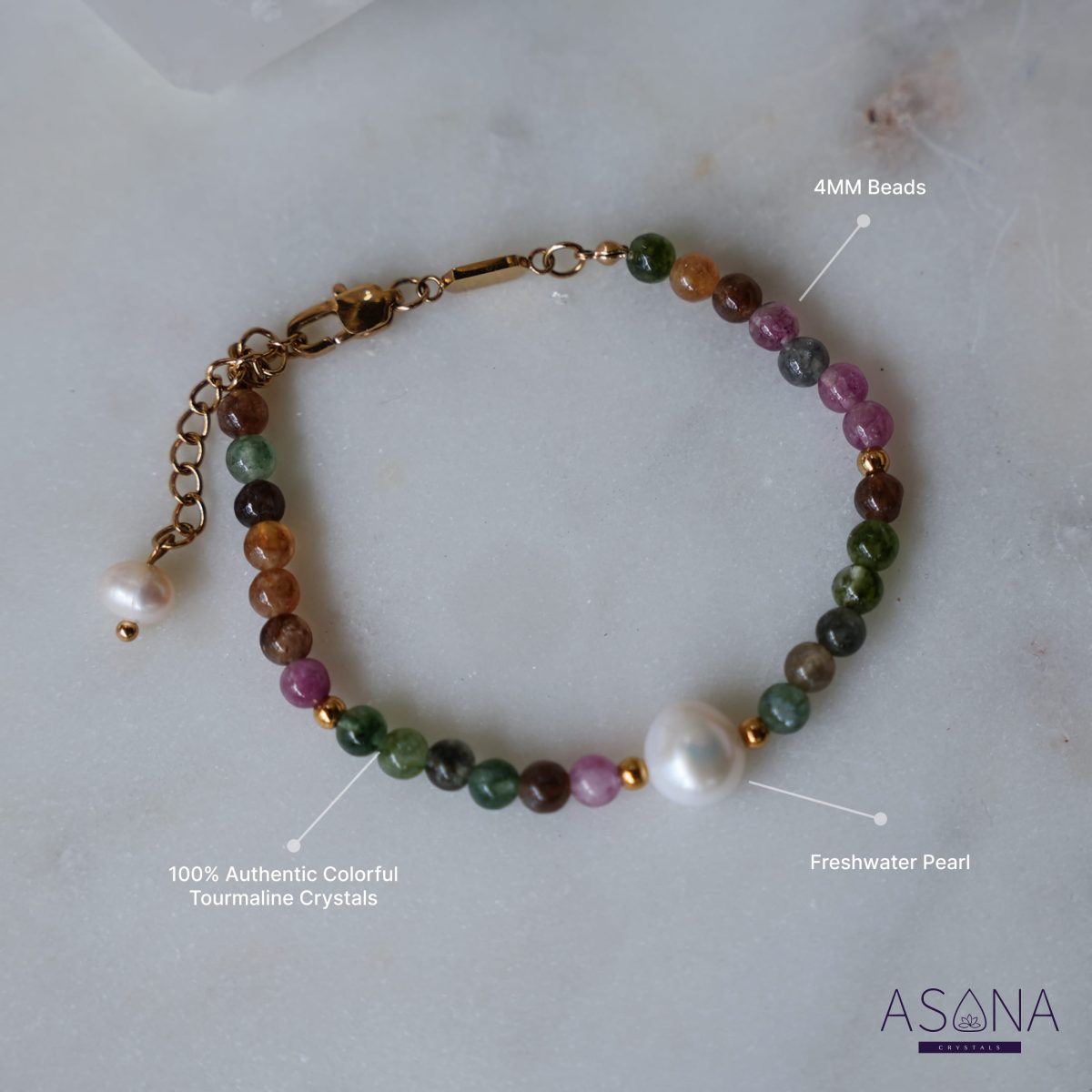 Colorful Tourmaline and Pearl Bracelet