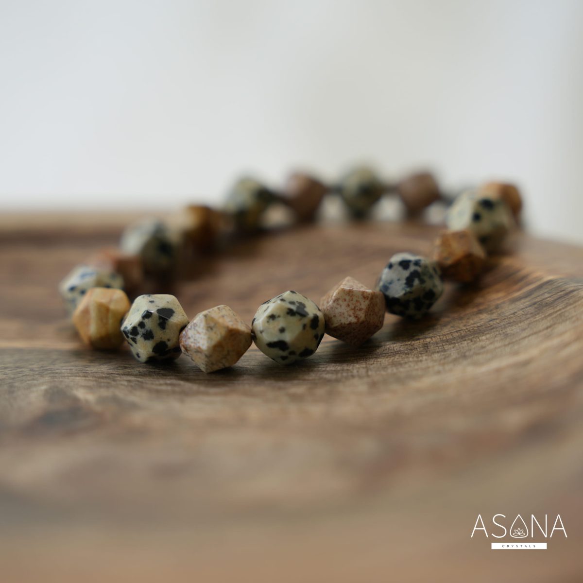 Gold Sandstone & Dalmatian Jasper Faceted Bracelet