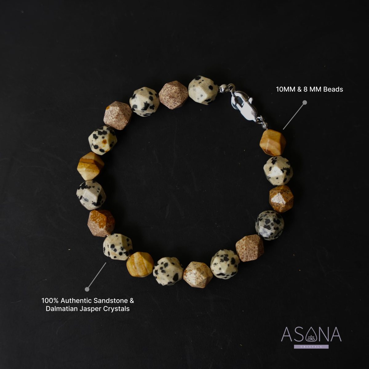 Gold Sandstone & Dalmatian Jasper Faceted Bracelet